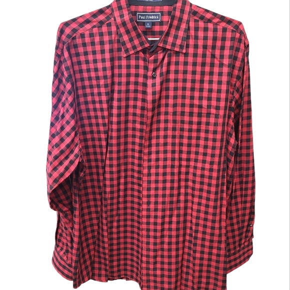Paul Fredrick Red Buffalo Check Dress Shirt size XL - Picture 1 of 6